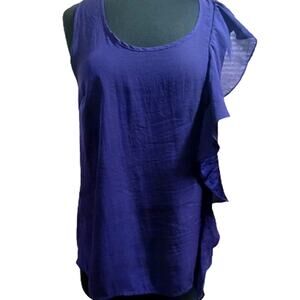 Navy Blue Ruffle Blouse Size Medium